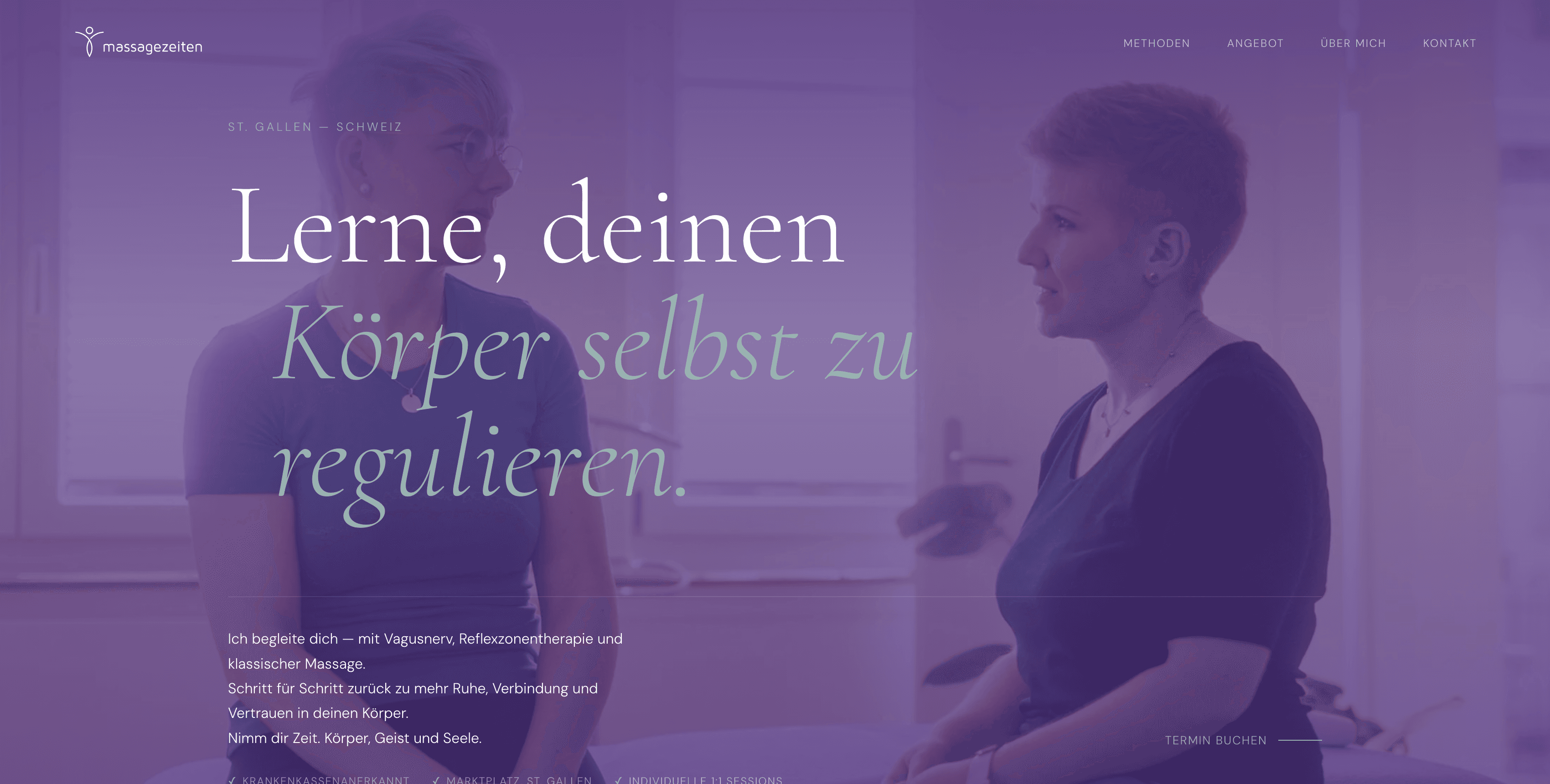 Web design for massagezeiten — body therapy website from St. Gallen by maeve studio